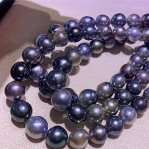 Chaînes 8-10mm Grande Taille Naturel Véritable Baroque Southsea Black Pearl Collier Tahiti Strand String 38cm Long