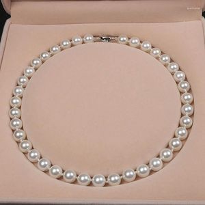 Cadenas 8/10MM collar de perlas de concha Natural rosa púrpura cuentas blancas elegante cadena de moda femenina regalos de joyería
