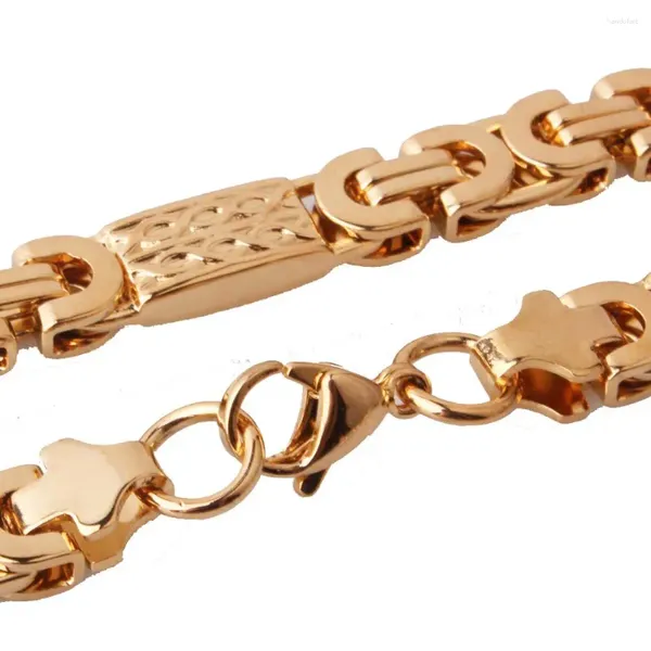 Cadenas 8 mm llegan color oro 316l acero inoxidable hecho a mano cadena bizantina para hombre collar o pulsera al por mayor al por menor