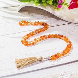 Chaînes 8mm Orange Onyx Perle Noué Tasbih Prière 99 Chapelet Islamique Musulman Bijoux