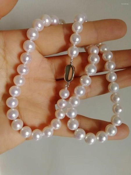 Chaînes 9-10 mm mer sud blanc véritable collier perlé rond 18 pouces