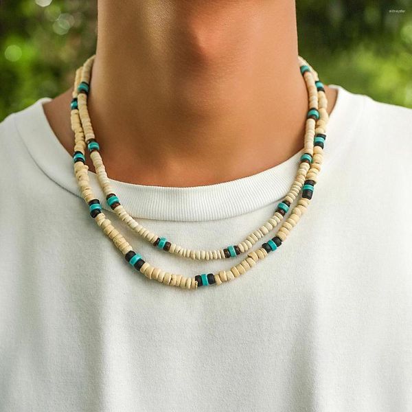 Chaînes 9 styles hommes été plage en bois perlé surfeur collier simple géométrique tribal ethnique chaîne à la main steampunk bijoux masculins