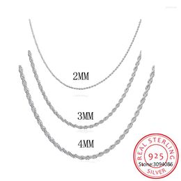Chaînes 925 argent 2 MM/3 MM/4 MM corde torsadée femmes hommes mode colliers bijoux accessoire 16 "18" 20 "22" 24 "