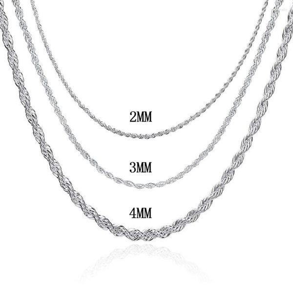 Chaines 925 Silver 2 mm / 3 mm / 4 mm Collier de chaîne de corde torsadé pour femmes colliers de l'homme bijoux de mode