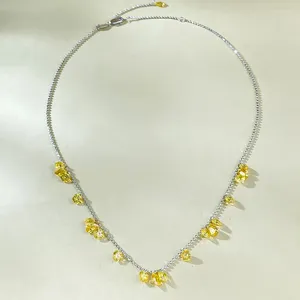 Chaînes 925 argent plein ciel étoile jaune diamant larmes irrégulières brisé rivière string string mode