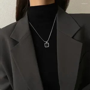 Kettingen 925 zilveren geometrische blokhanger Snackketting kettingen voor modevrouwen Fijne sieraden Minimalistische accessoires