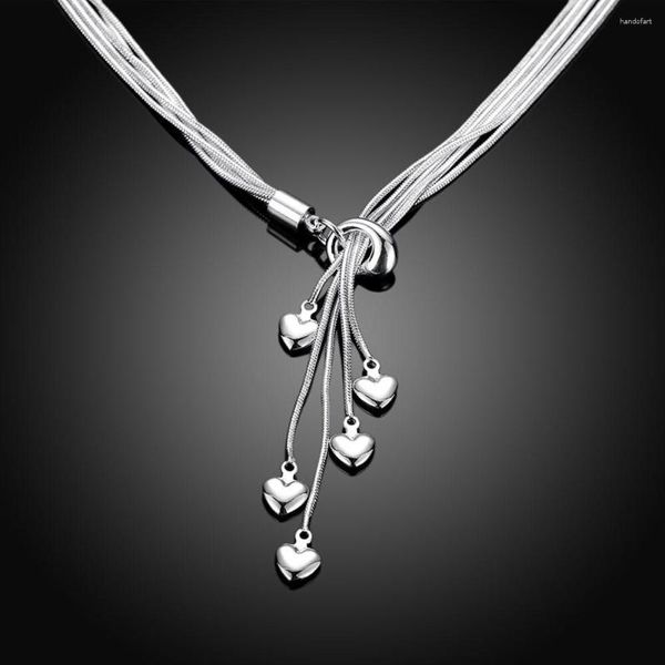 Chaines 925 Collier en argent mode simple petit cœur pour femmes bijoux féminins en gros