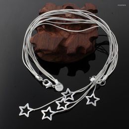 Chaînes 925 collier en argent étoile à cinq branches pompon pour femmes cadeau de mariage bijoux chaînes