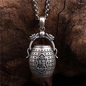 Chaines 925 Silver Open Retro Creative Hollow Out Copper Pendant Pendant Double Dragon Head Handle Collier pour hommes et femmes bijoux