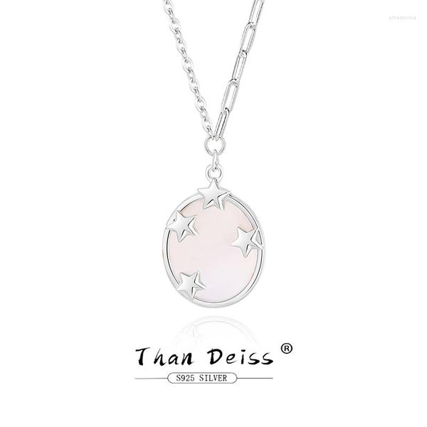 Chaînes 925 Silver Starry Sky Collier Coréen Light Luxe Ins Style Pendentif Rose Or Blanc Nacre Pour Femmes Cadeau