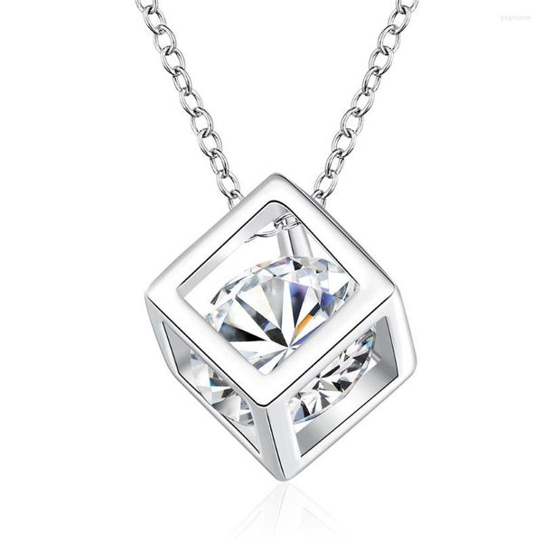 Chaînes 925 timbre argent breloques mariage mignon dame femmes collier cristal pierre bijoux mode pendentif