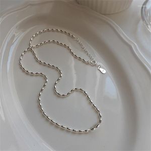Chaînes 925 timbre argent empilé Grain de riz Olive perle colliers pour femmes Simple clavicule chaîne tour de cou mode couleur bijoux