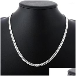 Chaînes 925 Sterling Sier chaîne 18 carats plaqué or 6mm FL côté collier pour femmes hommes fête cadeau mode fiançailles mariage goutte Deli ot6J5