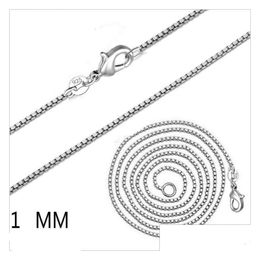 Chaînes 925 Sterling Sier Plaqué 1Mm Boîte Colliers Unisexe Fermoirs Homard Lisse Chaîne Déclaration Bijoux Taille 16 18 20 22 24 Pouces Dr Dhyr9