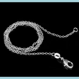 Chaînes 925 Sterling Sier Plaqué Lien Rolo Chaîne Collier Avec Fermoirs De Homard 16 18 20 22 24 Pouces Femmes O Bijoux Drop Delivery 2022 F Dha2J