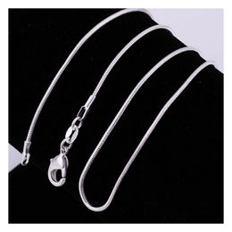 Kettingen 925 Sterling Sier Smooth Snake Kettingen Voor Vrouwen Mode-sieraden Karabijn 1Mm Ketting Maat 16-30 inch Drop Levering Penda Dhpij