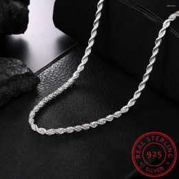 Kettingen 925 Sterling Zilver 16/18/20/22/24 Inch 4mm Twisted Touw ketting Ketting Voor Vrouwen Man Bruiloft Charm Sieraden Colar De Prata