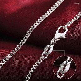 Kettingen 925 Sterling Zilver 16/18/20/22/24/26/28/30 inch 2mm Zijketting Ketting Voor Vrouwen Man Bruiloft Charm Sieraden Colar De Prata