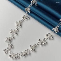 Chaînes 925 Sterling Silver 18 pouces Collier de perles de raisin fines pour femmes Mode Luxe Cadeau de mariage Bijoux
