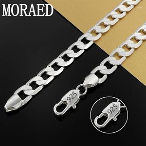 Chaînes 925 Sterling Silver 50cm 60cm 20 24 pouces 10mm plat côté Figaro chaîne collier pour femmes hommes bijoux cadeau 272L