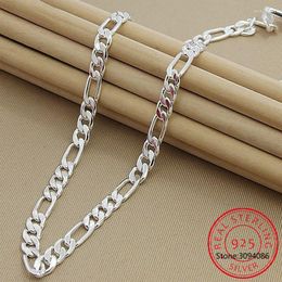 Chaines 925 STERLING Silver 6 mm / 8 mm Collier Sideways Man Woman Senior Luxury Jewelry Stat Colar de Prata