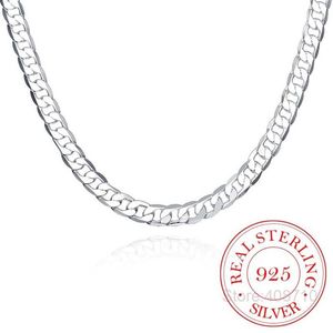 Chaînes 925 Sterling Argent 8mm 16-24 pouces Hommes Collier Chaîne latérale Déclaration atmosphérique Cadeau Fête Bijoux229b