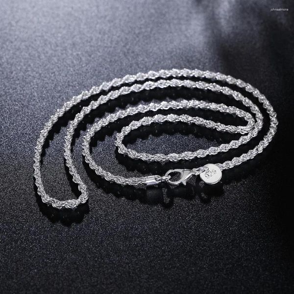 Chaînes 925 Sterling Silver Belle 3MM Chaîne de corde torsadée 16-24 pouces Collier pour femmes Fashion Party Accessoires de mariage Bijoux