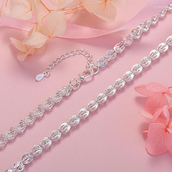 Chaînes 925 Sterling Silver Belle tour gravé motif chaîne collier pour femmes mode fête de mariage bijoux cadeaux de vacances