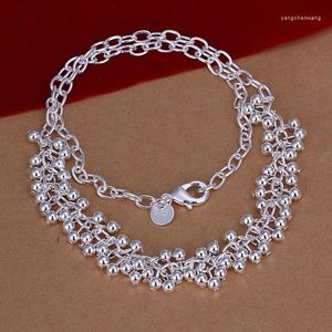Chaînes 925 Sterling Silver Belles perles lisses Colliers de raisin 18 pouces Fashion Party Accessoires de mariage Bijoux Cadeaux de Noël
