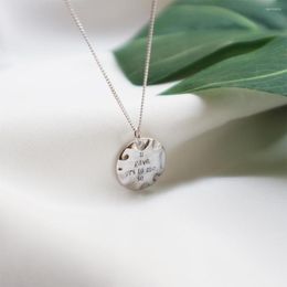 Chaînes 925 Sterling Silver Coin Pendentif Forme de coeur sur le dos Intial "Vous m'avez donné le vôtre Collier de promesse de mariage Cadeau d'anniversaire