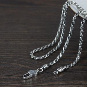 Chaînes 925 Sterling Silver Couleur Tibétain Dorje Symbole Pendentif Collier Thai Bouddhiste Vajra Wanzi GoodLuck