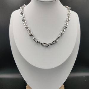 Kettingen 925 Sterling Silver European en American Style Dikke U-vormige ketting 1: 1 originele merkvakantiegeschenken voor mannen vrouwen