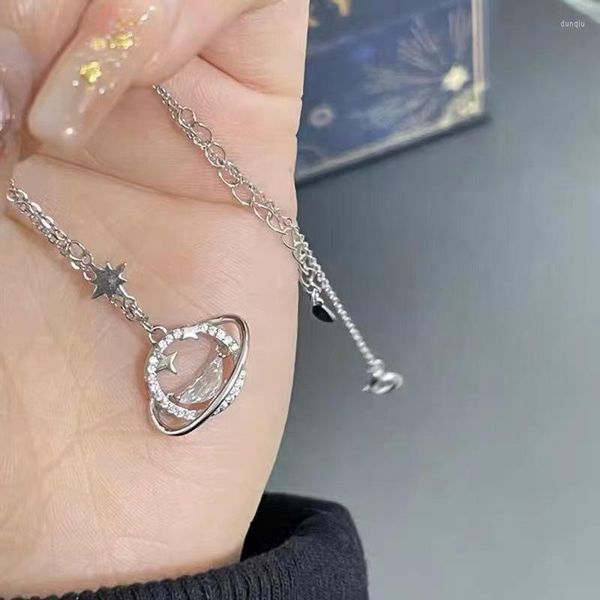 Cadenas 925 collar de colgantes de cristal de galaxia de plata esterlina para mujer joyería de calidad de lujo regalo artículos femeninos PABEYN