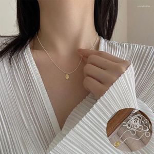Chaînes 925 Sterling Silver Collier géométrique pour femmes fille mode simple Portrai perles conception bijoux fête cadeau goutte