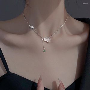 Chaînes 925 Sterling Silver Jade Calcédoine Gourd Pendentif Collier avec la conception de la minorité féminine Collier Chaîne Été 2023