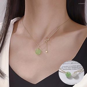 Chaines 925 Collier géométrique de jade en argent sterling pour les femmes Girl SAFE BOUCLE FINE DESIGNE