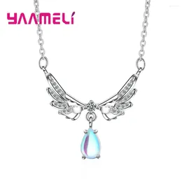 Chaines 925 Bijoux en argent sterling pour femmes collier pendentif super qualité hang drop zirconia cristal stone mariage couloir