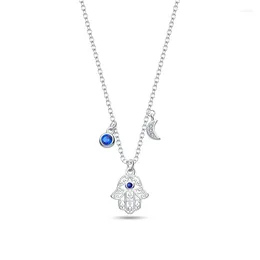 Chaines 925 Bijoux en argent sterling gardien collier à main mode polyvalente fille fille mère femme cadeau