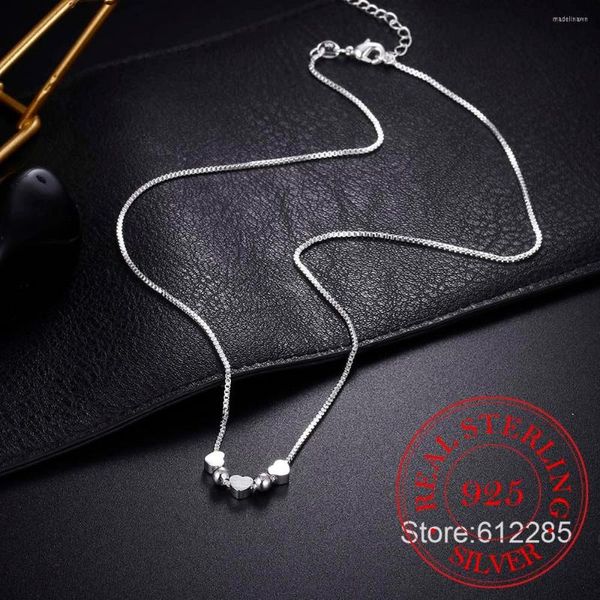 Chaînes 925 en argent Sterling amour coeur boule collier boîte femme coréen petit frais géométrique pendentif pour les femmes/jewga