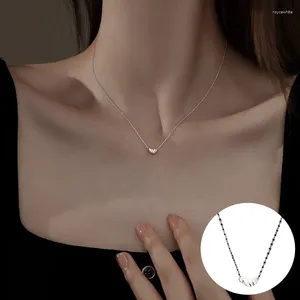 Chaînes 925 Sterling Silver Love Heart Collier pour femmes fille simple irrégulière chaîne fine conception bijoux fête cadeau goutte