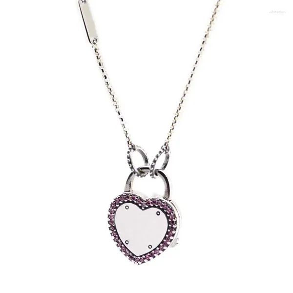 Chaines 925 Love Silver Silver Lock votre promesse Collier de charme de pendentif pour les femmes Cadeau de la Saint-Valentin