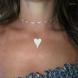 Cadenas de Plata de Ley 925 Micro Pave Cz collar de corazón brillante Zirconia cúbica regalos de San Valentín para amante elegancia joyería romántica