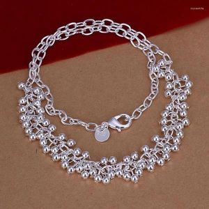 Chaînes 925 colliers en argent sterling bijoux 18 pouces belles perles lisses collier de raisin pour les femmes cadeaux de Noël de fête