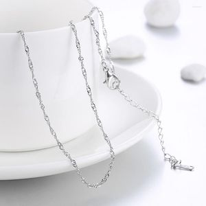 Chaînes 925 argent Sterling or Rose 18 pouces chaîne de vague d'eau collier pour femmes homme mode fête de mariage bijoux à breloques