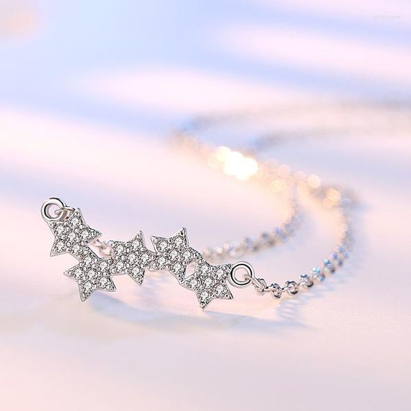 Chaînes 925 en argent Sterling brillant cristal étoile conception colliers chaîne courte pour les femmes bijoux cadeau d'anniversaire en gros goutte