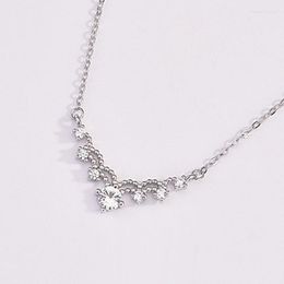 Chaînes 925 Sterling Silver Tempérament Niche Clavicule Chaîne Incrusté Brique Cristal Anniversaire Collier Personnalité Sauvage Lady Party Bijoux