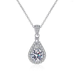 Kettingen 925 Sterling Silver Women Necklace 1CT 2CT Moissanite Diamant Exquise Collarbone Chain Vated met PT950 Gold Luxury Jewelry