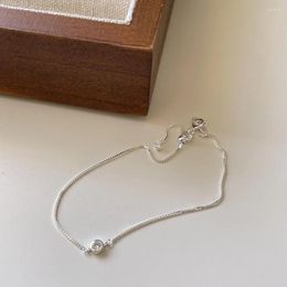 Chaînes 925 Sterling Silver Zircon Collier géométrique pour femmes fille mode simple conception ronde bijoux fête cadeau goutte