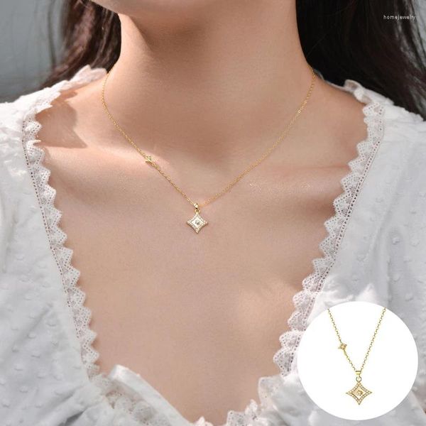 Chaînes 925 Sterling Silver Zircon Collier géométrique pour femmes fille simple mode star design bijoux fête cadeau goutte