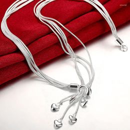 Chaînes 925 Zilveren Ketting Mode Eenvudige Hart Kettingen Voor Vrouwen Vrouwelijke Sieraden Groothandel Party Gift